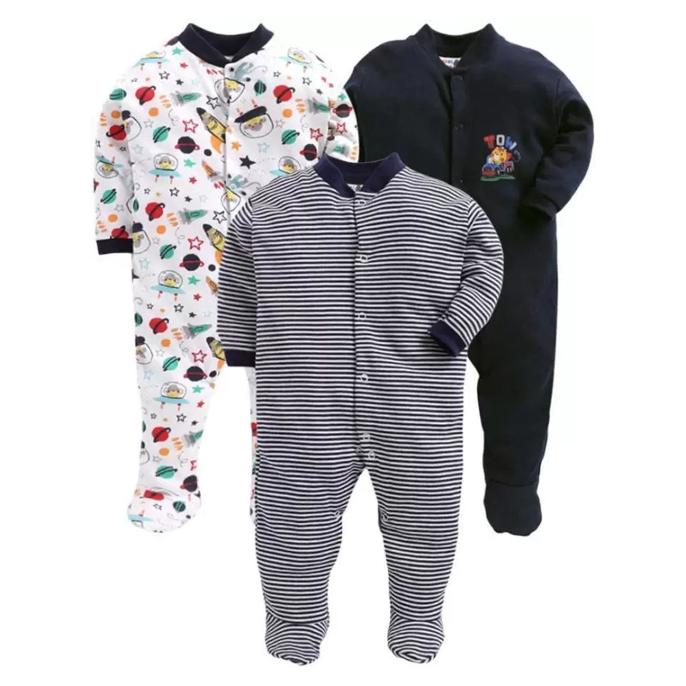 Romper For Baby Boys & Baby Girls Striped, Printed, Solid Cotton Blend Multi color-2